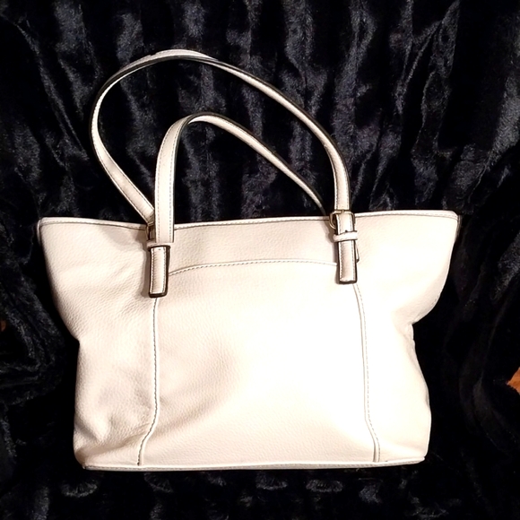 Anne Klein Ivory White Women's Faux Leather Purse Tote Bag Satchel Lion Logo - Picture 13 of 15